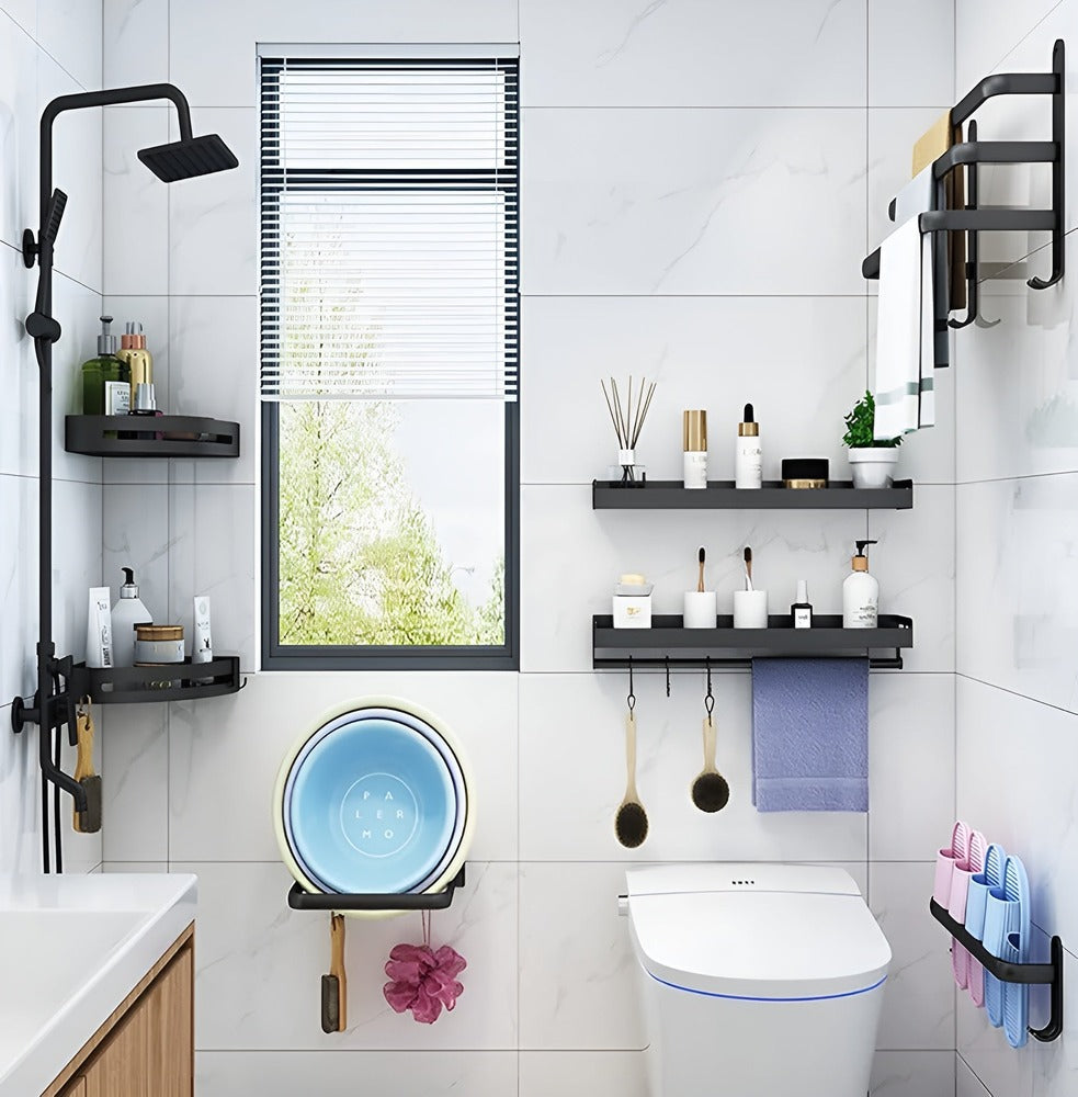 سكة مناشف مصممة على الحائط - أناقة عصرية وتصميم موفر للمساحة