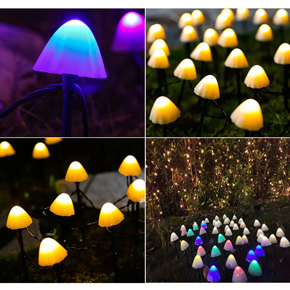 Zonnepaddenstoelen lichtslinger — nachtelijke charme & schone energie