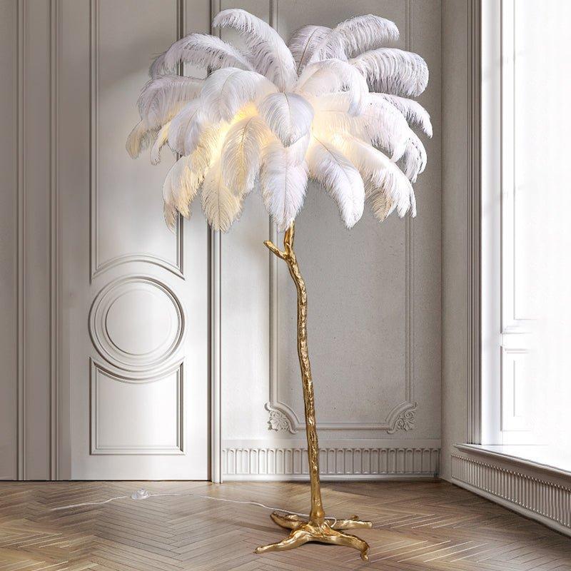 Lampada da Sole Lussuosa – Paralume a Piume Eleganti