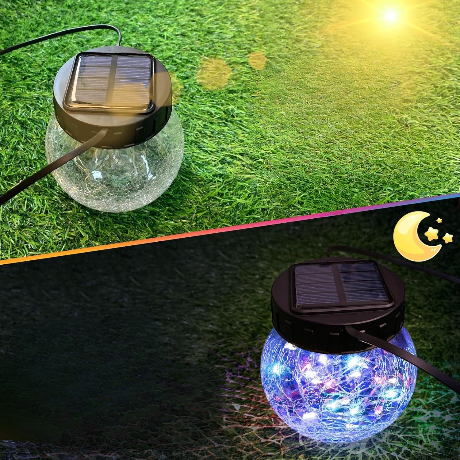 Hängande Solarlampa — Elegans i Sprucket Glas