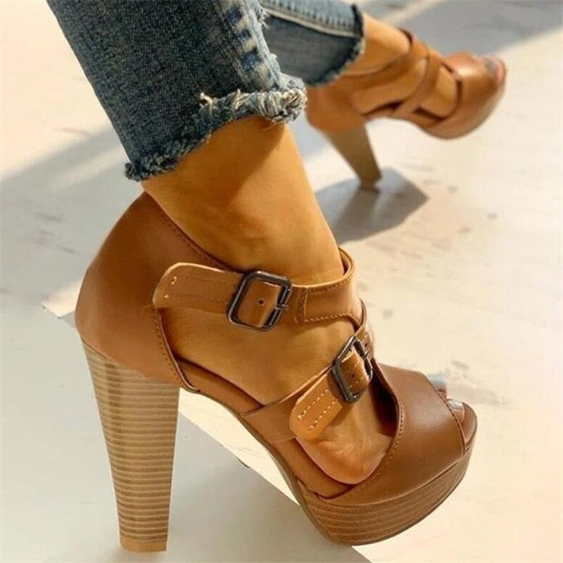 Marilou | Sandale Chic cu Platformă și Catarame Duble