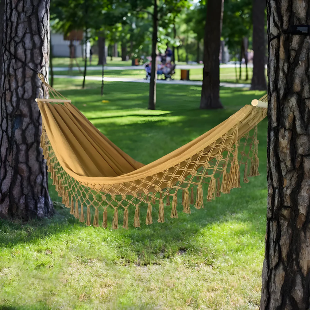 Bohemian Outdoor Hammock – Stylish Relaxation and Soothing Atmosphere