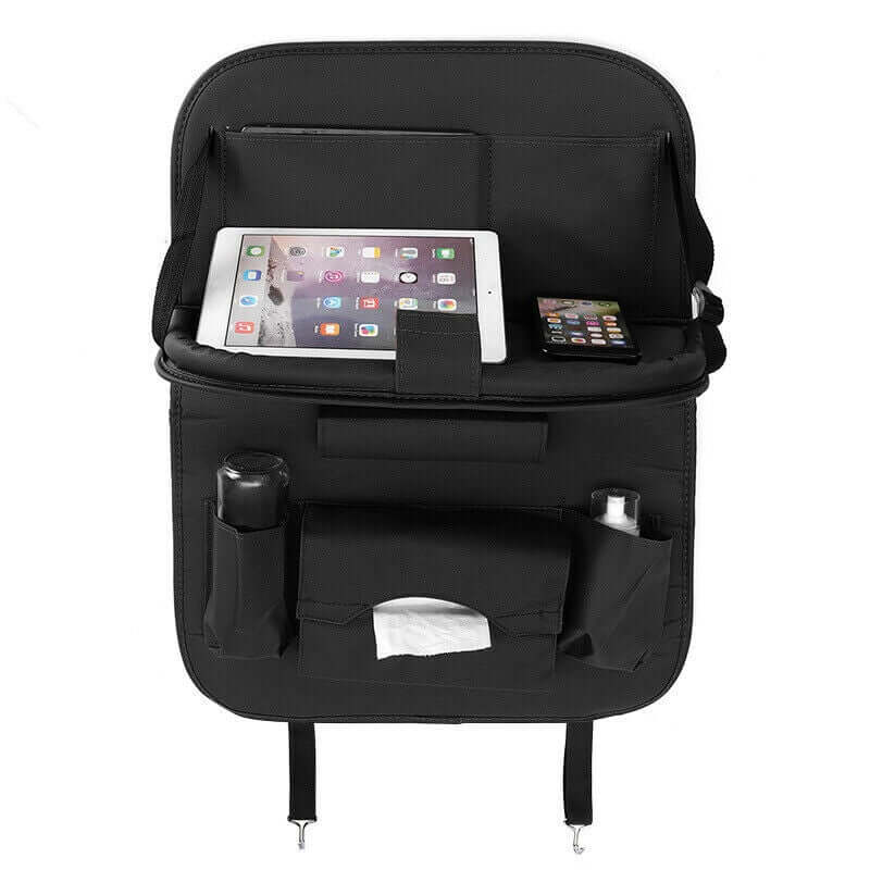 Organizador de asiento trasero con bandeja - Accesibilidad, estabilidad y diseño compacto