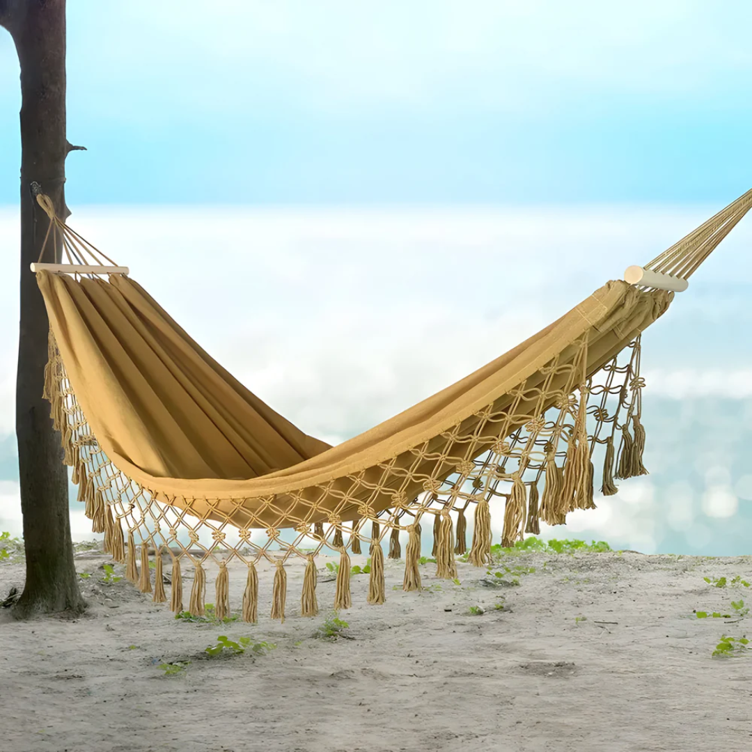 Hamaca Exterior Bohemia – Relajación Estilizada y Ambiente Apacible 