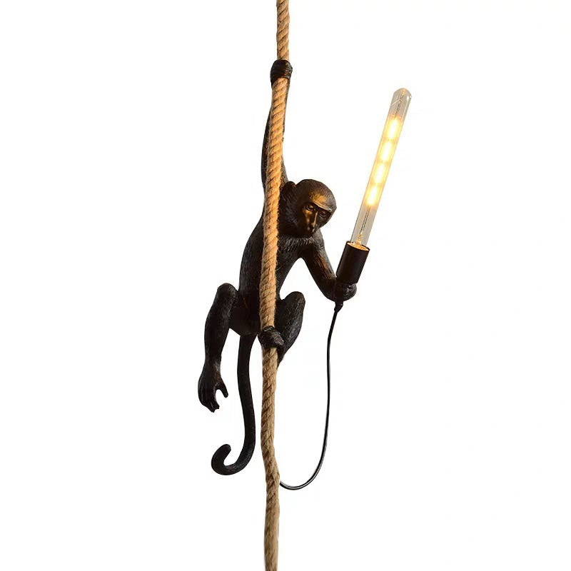 Lámpara Colgante Mono Con Cuerda – Decoración Original y Lúdica 