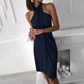 Cécile | Elegante Drapé Jurk – Asymmetrische Hoge Hals 