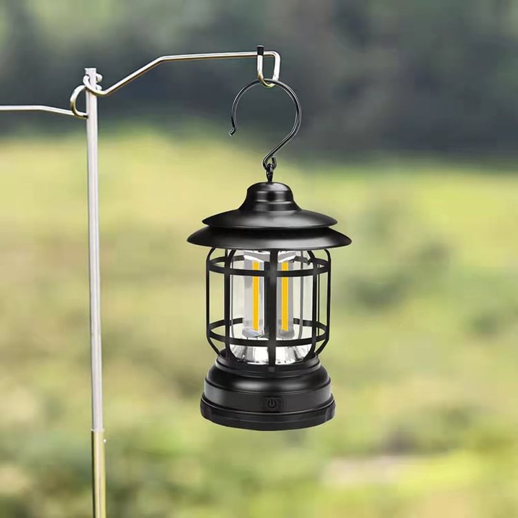 Lámpara LED retro para camping - Estilo vintage y practicidad