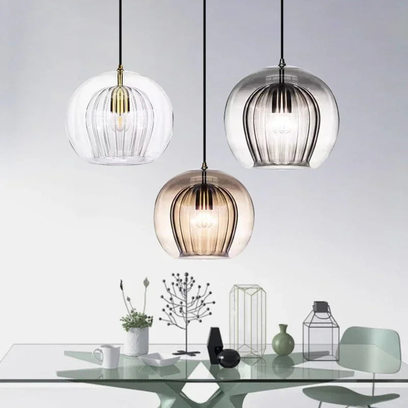 Candeeiro moderno em forma de esfera de vidro - Luz suave e estilo requintado