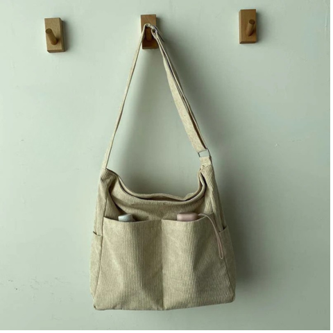 Bolso Bandolera de Lona Cotelé – Estilo Casual y Elegante 