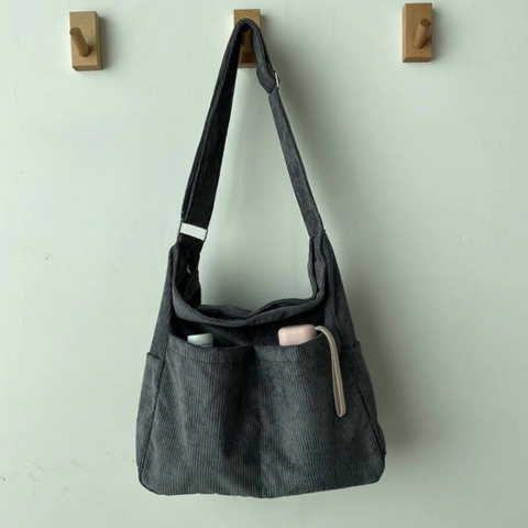 Bolso Bandolera de Lona Cotelé – Estilo Casual y Elegante 