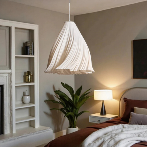 Stropní lampa z vlněné tkaniny – stylový a vzdušný 