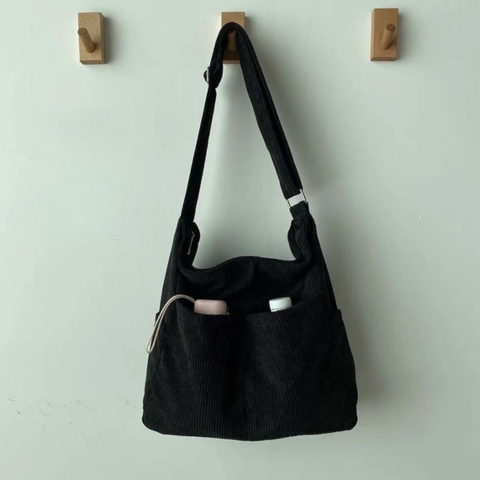 Bolso Bandolera de Lona Cotelé – Estilo Casual y Elegante 