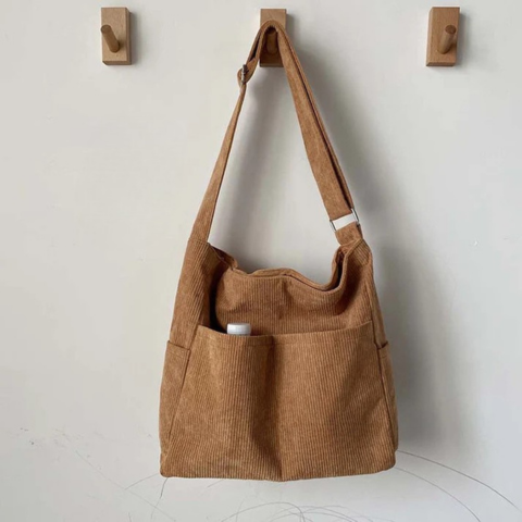 Bolso Bandolera de Lona Cotelé – Estilo Casual y Elegante 