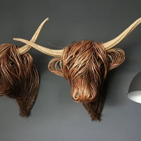 Gevlochten Varkenskop – Natuurlijke Muurkunst 