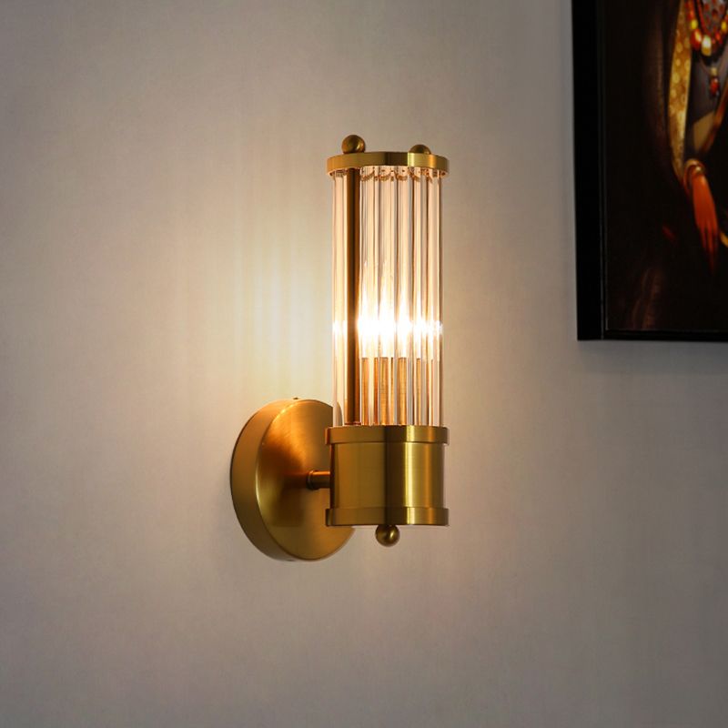 Luminaire Mural Cylindrique Moderne – Style Moderne Doré En Métal Et Verre