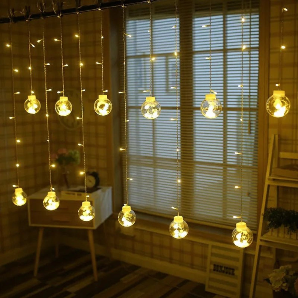 Curtain Of Suspended Light Balls — Warm And Magical Atmosphere 
