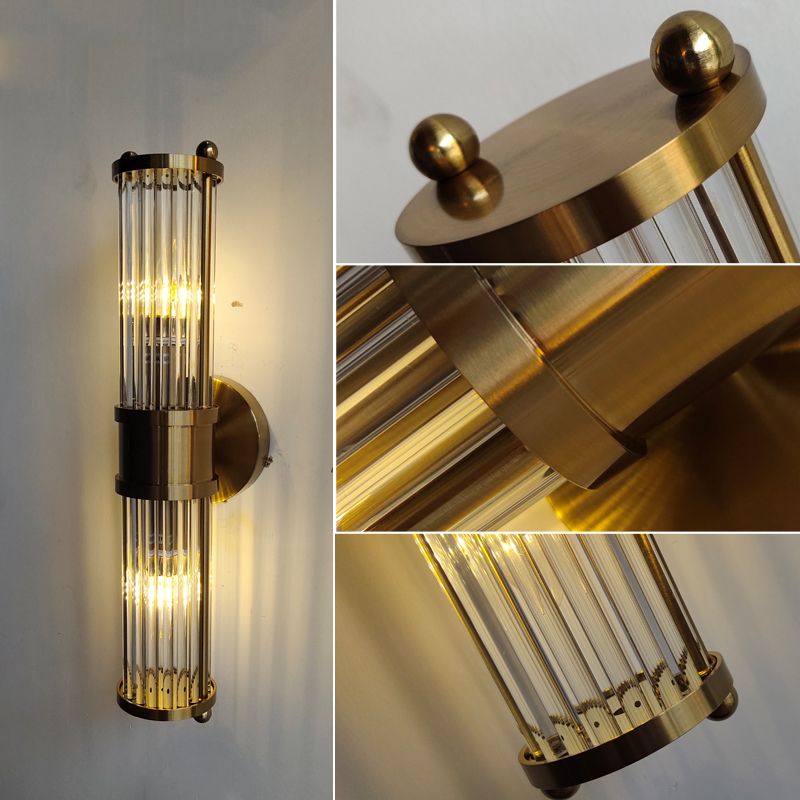 Luminaire Mural Cylindrique Moderne – Style Moderne Doré En Métal Et Verre