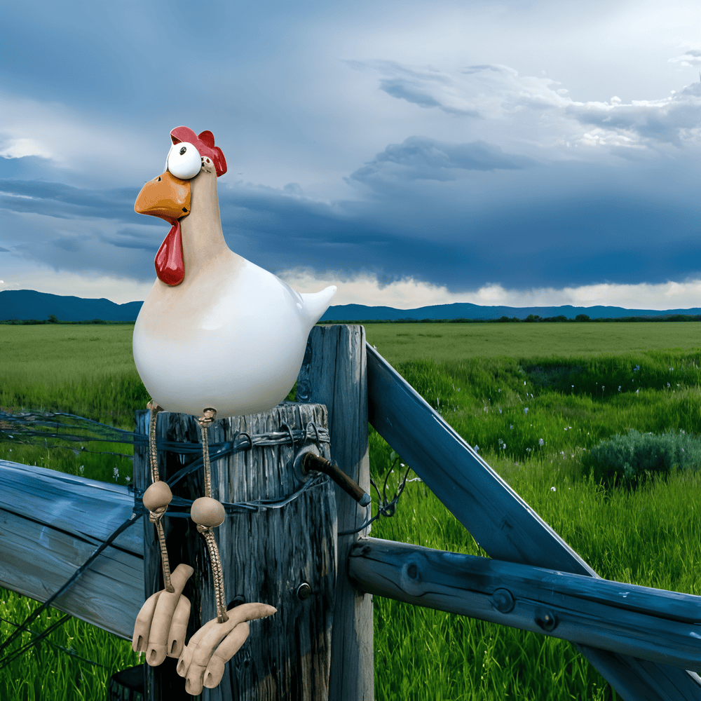 Socha kohouta s velkýma očima - Originální dekorace a zábavné detaily